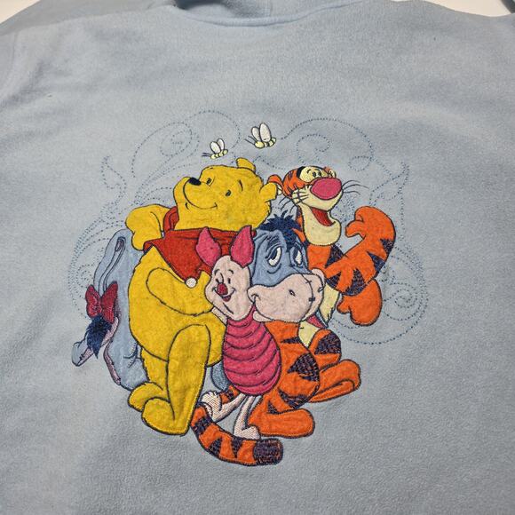 Vintage Winnie The Pooh Disney Full Zip Hoodie Fleece Women's Size 2XL Blue - Picture 2 of 8